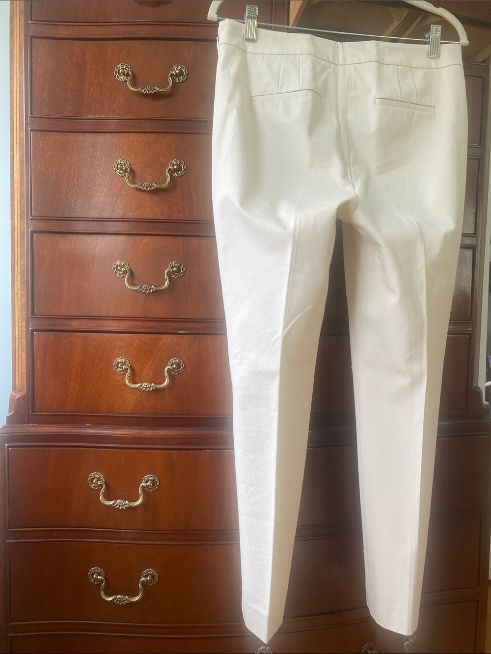 Talbots Cream Skinny Chatham pant, cotton stretch with side zip Dress Pants - Picture 2 of 8